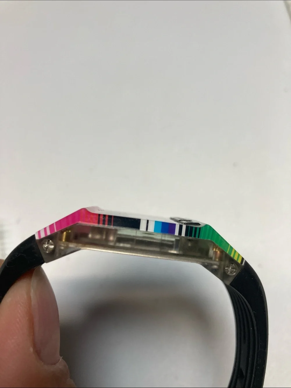 Nixon The Comp S, Digital Watch - Pink, Green & Black Stripes, new battery